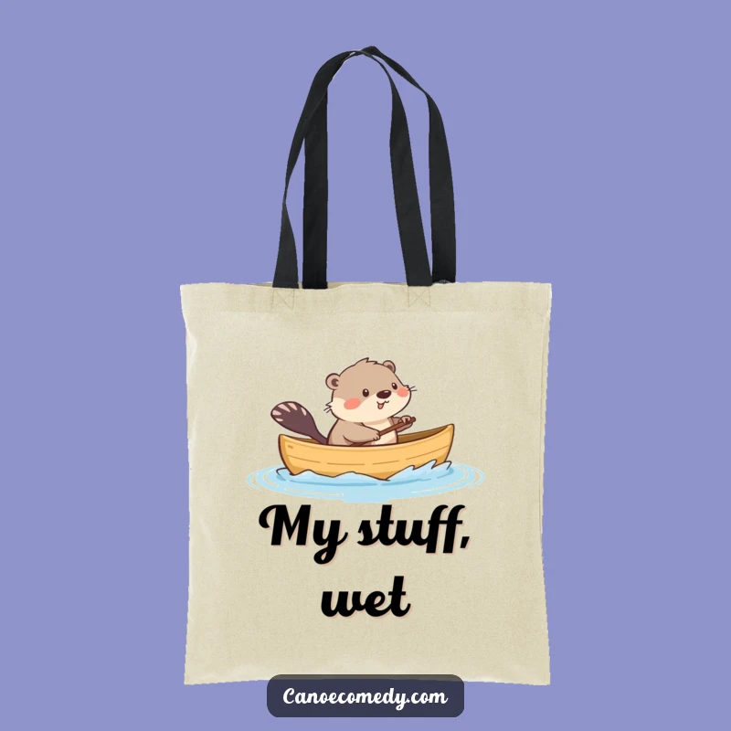 Funny Kawaii Muskrat Canoe Tote Bag, Playful Humorous Carry-All for Everyday Fun